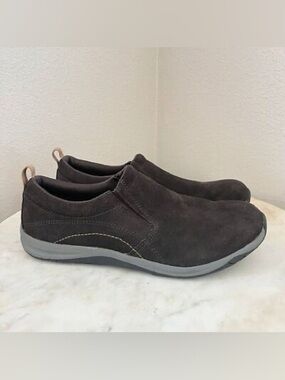 Lands End Suede Slip On Comfort Shoes Size 8.5 Women's Brown Leather Loafer